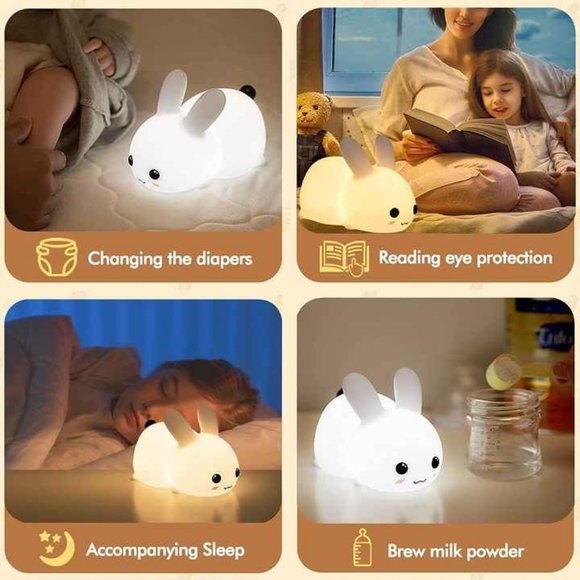 Perfect Gift Jade bunny Sleeping lamp light up silicone animal night light - Picture 10 of 16